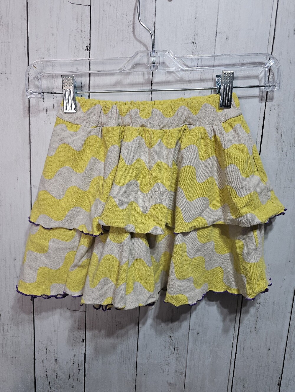 Ocean & Ground Girl's Yellow Cream Tiered Pocket 100% Cotton Shorts Size 110 4Y.
